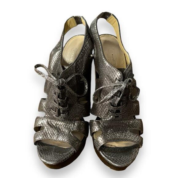 Just in 💫| Coach Moreen Metallic Bronze High Chunky Heels SZ 8.5 - Picture 2 of 4